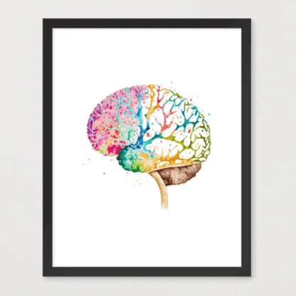 Colorburst Brain - Poster - Brain Watercolour Style Print Art _ Poster _ SolisSleep _ biology gift, Brain, Brain anatomy, Brain design, Brain study aid, cells, Colorful wall art, neurology, Neurons, Neuroscience, Neuroscience poster, Psychology art, Science decor, Unique gift idea