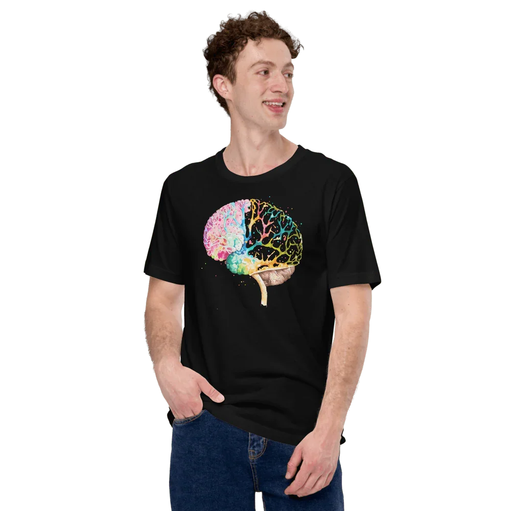 Colourburst - Unisex T-Shirt - Unique and Colorful Design _ _ SolisSleep _ biology gift, Brain, Brain design, cells, neurology, Neurons, Neuroscience