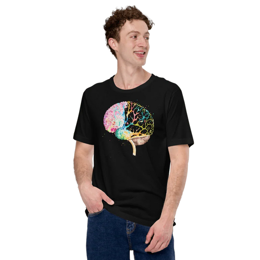 Colourburst - Unisex T-Shirt - Unique and Colorful Design _ _ SolisSleep _ biology gift, Brain, Brain design, cells, neurology, Neurons, Neuroscience