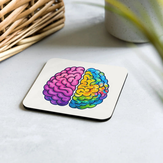 Colourful Neuroanatomy Art, Left & Right Brain Coaster, Gift for Psychologis Neuroscience Student – Hemisplash _ _ SolisSleep _ 
