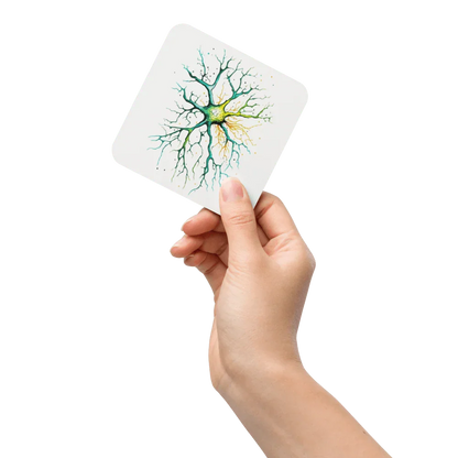 Neural Emerald - Cork-back coaster - Neuron Watercolour Style Print Art _ _ SolisSleep _ 