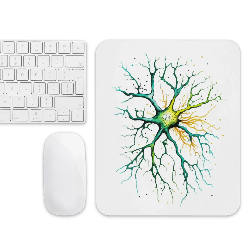 Neural Emerald - Mouse pad - Neuron Watercolour Style Print Art _ _ SolisSleep _ 