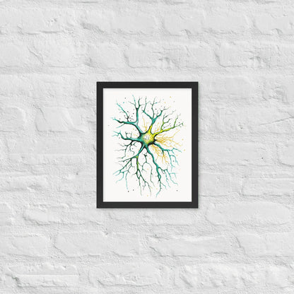 Neural Emerald - Poster - Neuron Watercolour Style Print Art _ Poster _ SolisSleep _ biology gift, Brain, Brain anatomy, Brain design, Brain study aid, cells, Colorful wall art, neurology, Neurons, Neuroscience, Neuroscience poster, Psychology art, Science decor, Unique gift idea