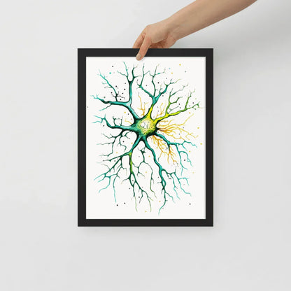 Neural Emerald - Poster - Neuron Watercolour Style Print Art _ Poster _ SolisSleep _ biology gift, Brain, Brain anatomy, Brain design, Brain study aid, cells, Colorful wall art, neurology, Neurons, Neuroscience, Neuroscience poster, Psychology art, Science decor, Unique gift idea