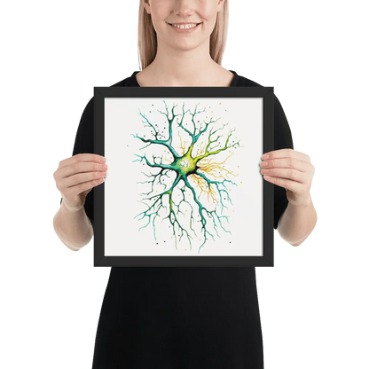 Neural Emerald - Poster - Neuron Watercolour Style Print Art _ Poster _ SolisSleep _ biology gift, Brain, Brain anatomy, Brain design, Brain study aid, cells, Colorful wall art, neurology, Neurons, Neuroscience, Neuroscience poster, Psychology art, Science decor, Unique gift idea