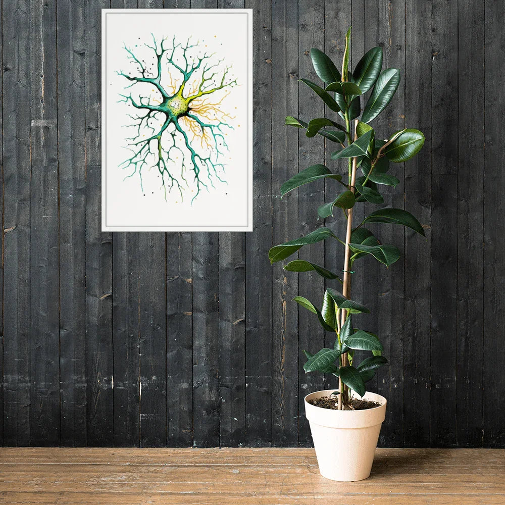 Neural Emerald - Poster - Neuron Watercolour Style Print Art _ Poster _ SolisSleep _ biology gift, Brain, Brain anatomy, Brain design, Brain study aid, cells, Colorful wall art, neurology, Neurons, Neuroscience, Neuroscience poster, Psychology art, Science decor, Unique gift idea