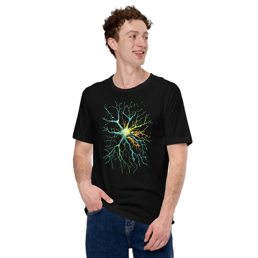 Neural Emerald - T-Shirt - Neuron Watercolour Style Print Art _ T-Shirt _ SolisSleep _ biology gift, Brain, Brain design, cells, neurology, Neurons, Neuroscience