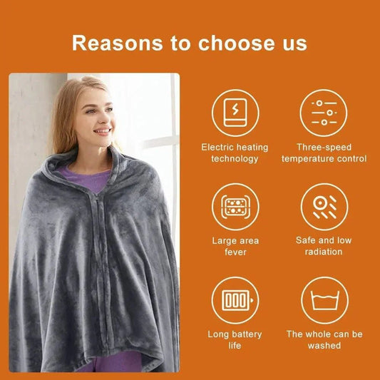 USB Heated Shawl Blanket _ Heated Blanket _ SolisSleep _ Blanket, heated, Heated Blanket