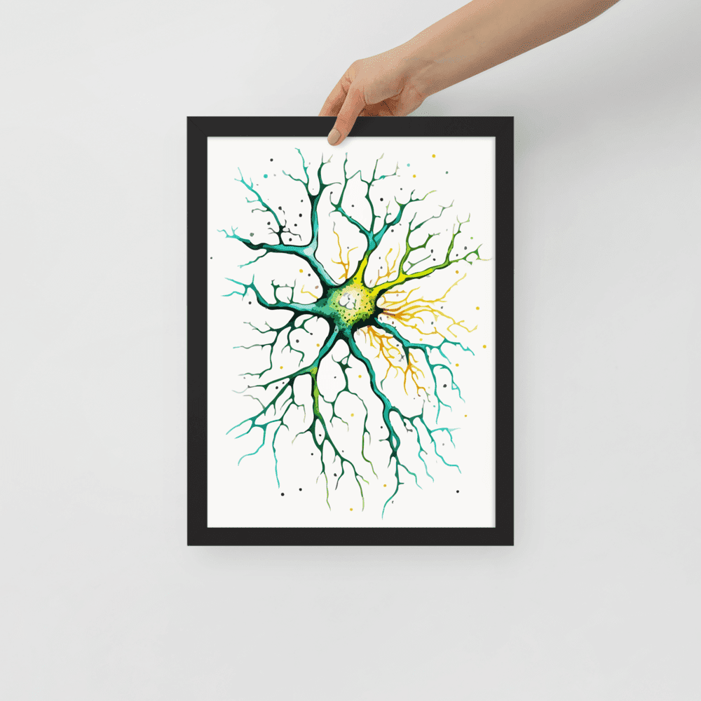 Neuron Poster Brain Nerve Cell science print neuro Neuroscience cell art Neurology Medical Biology Gift Neurologist biology gift Watercolor - BioBrainBuddies