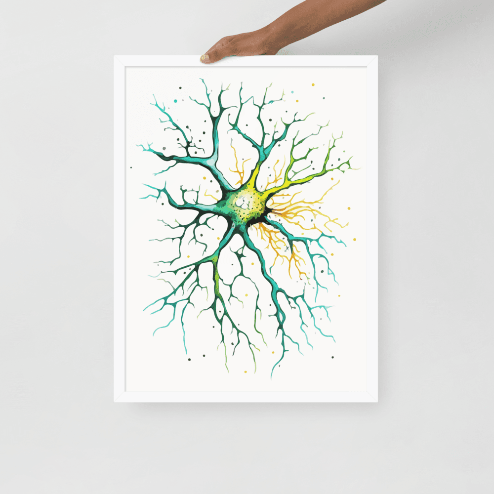 Neuron Poster Brain Nerve Cell science print neuro Neuroscience cell art Neurology Medical Biology Gift Neurologist biology gift Watercolor - BioBrainBuddies