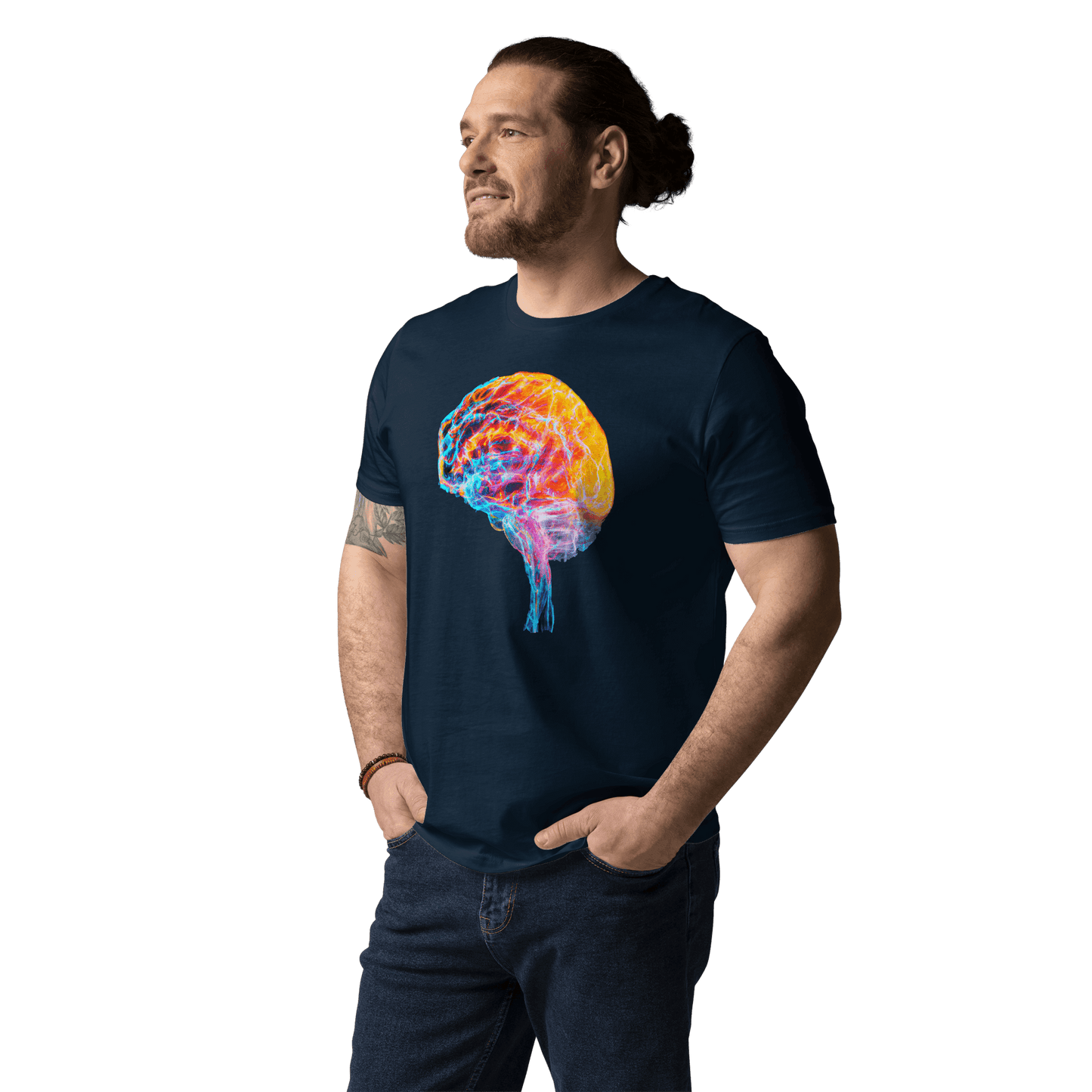 Vibrant Brain Anatomy Cosmic Colourful Unisex Cotton T-Shirt, Neurology Neuroscience Neuro, neurologist, gifts for scientist - Brainstorm - BioBrainBuddies