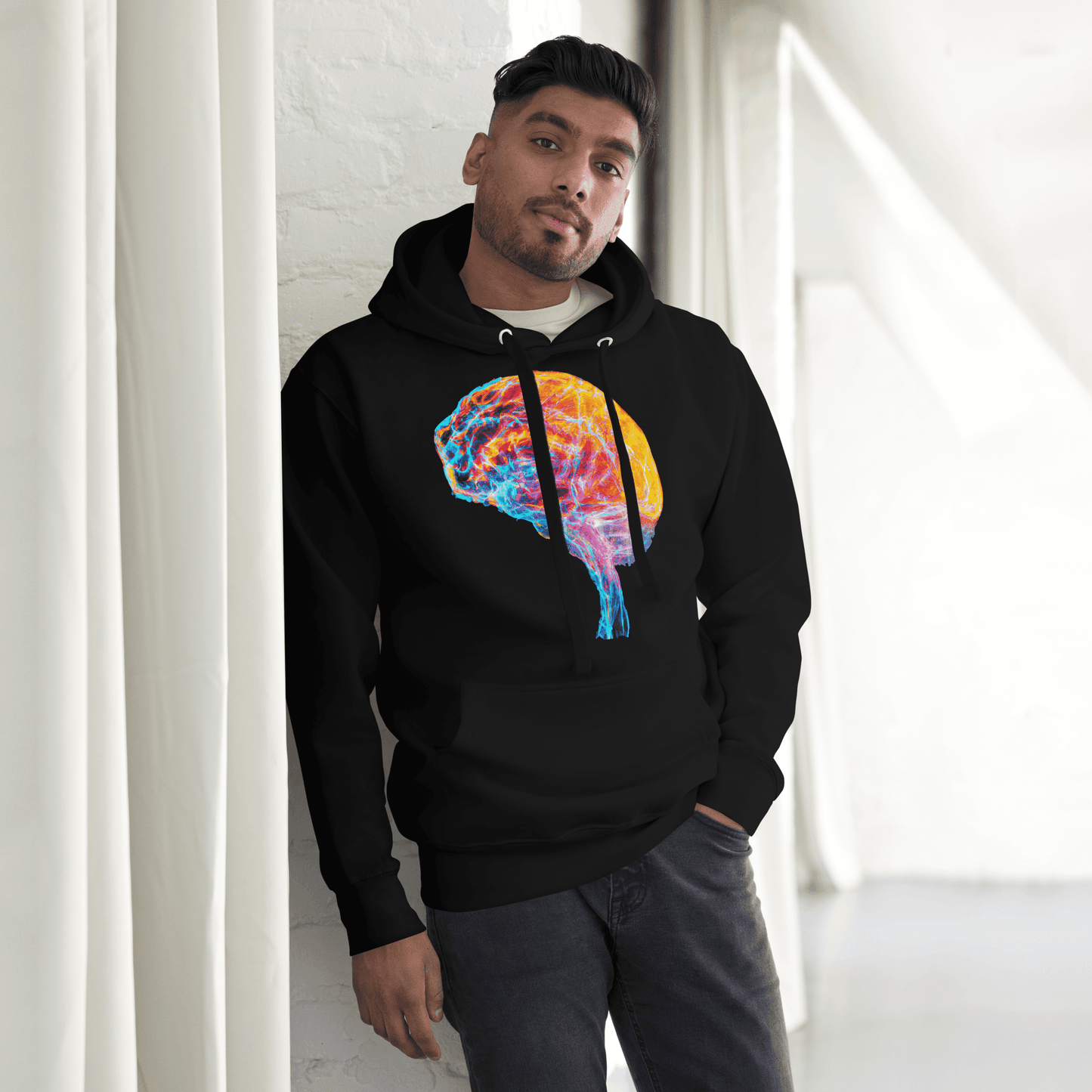 Vibrant Brain Anatomy Cosmic Colourful Unisex Pullover Hoodie, Neurology Neuroscience Neuro, neurologist gift - Brainstorm - BioBrainBuddies