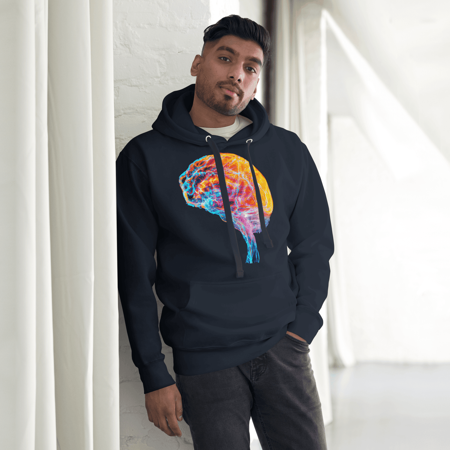 Vibrant Brain Anatomy Cosmic Colourful Unisex Pullover Hoodie, Neurology Neuroscience Neuro, neurologist gift - Brainstorm - BioBrainBuddies