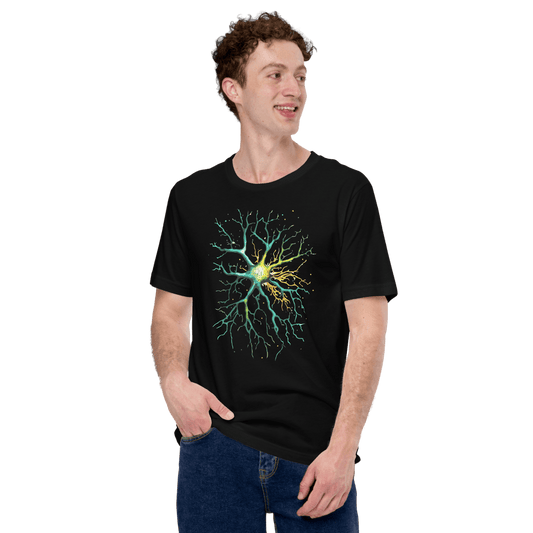 Neural Emerald - T-Shirt - Neuron Watercolour Style Print Art - BioBrainBuddies